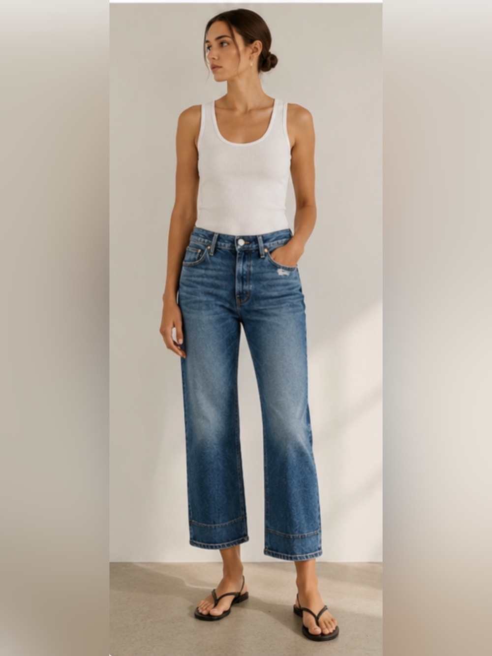 Frame Denim High-Rise Wide-Leg Jeans in Blue Wash